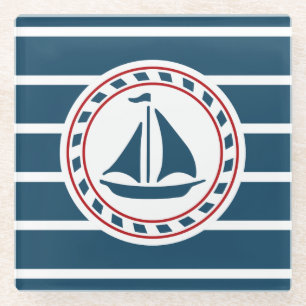 Nautical design glass coaster