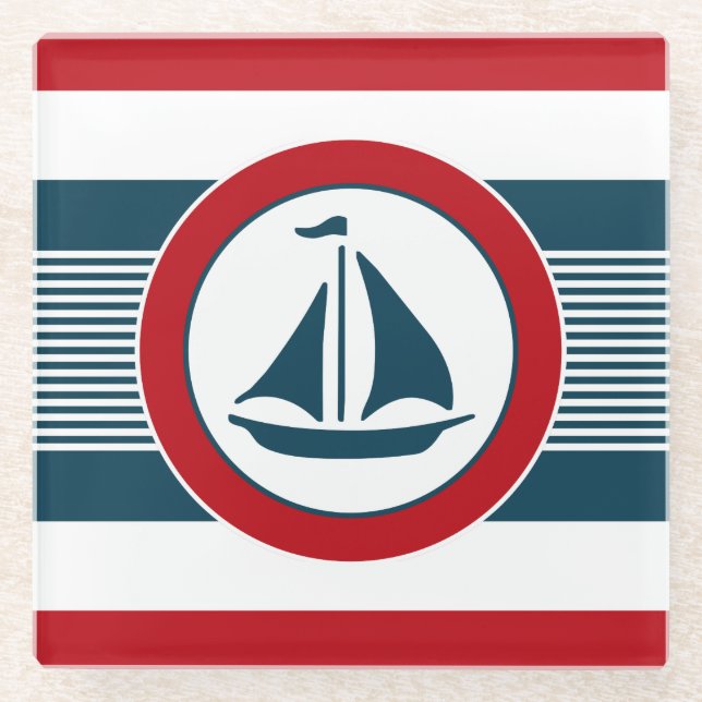 Nautical design glass coaster (Front)