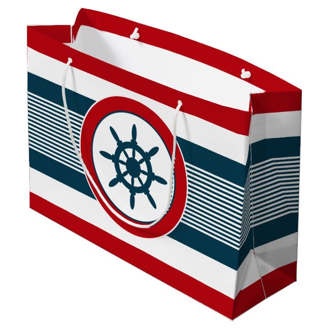 Nautical design large gift bag (Back Angled)