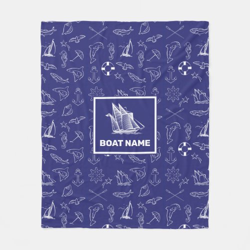 Nautical Design Navy Blue Blanket