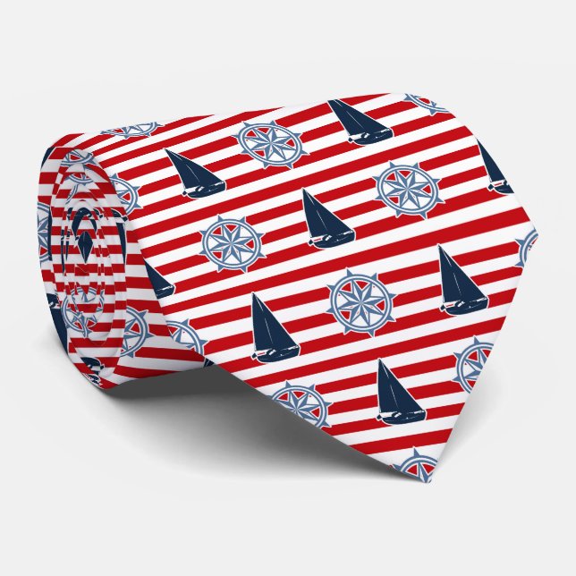 Nautical design neck tie (Rolled)