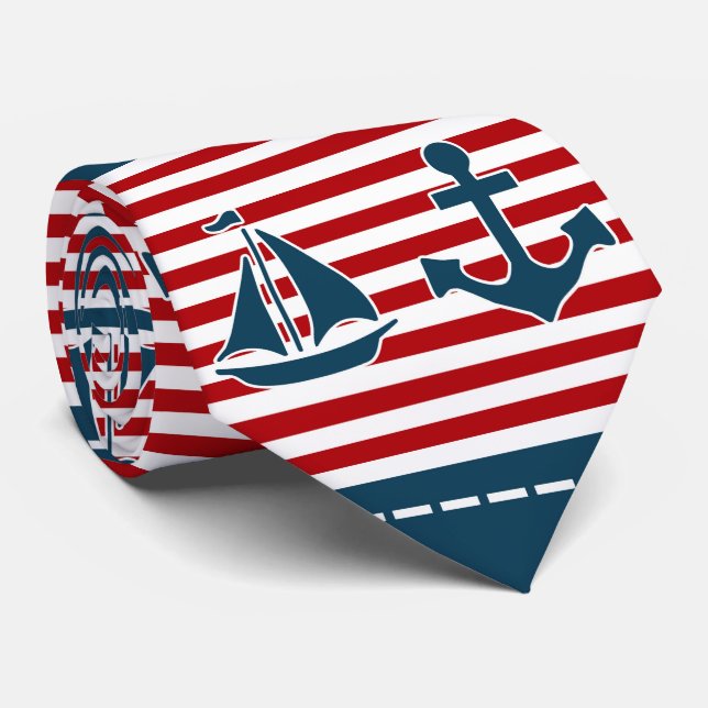 Nautical design neck tie (Rolled)