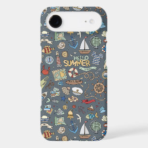 Nautical Design on Blue background  iPhone Case