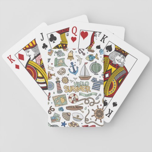 Nautical Design on White background   Poker Cards