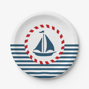 Nautical design paper plates