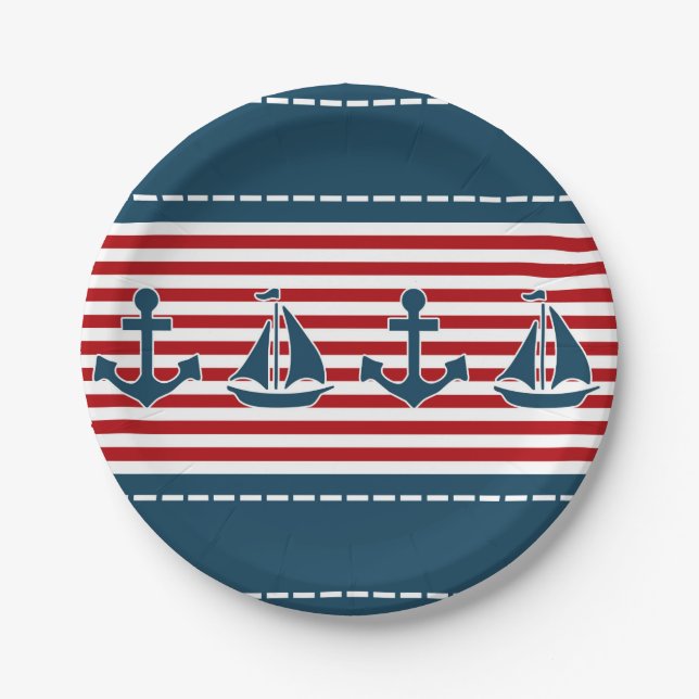 Nautical design paper plates (Front)