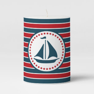Nautical design pillar candle