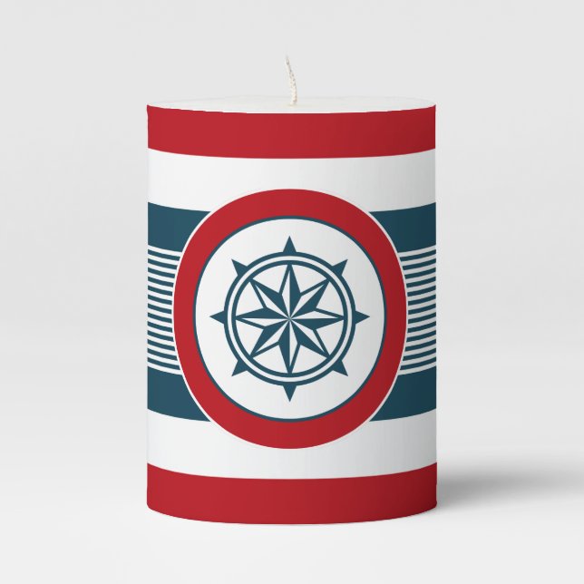Nautical design pillar candle (Front)