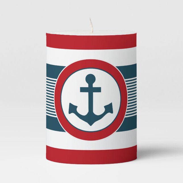 Nautical design pillar candle (Front)