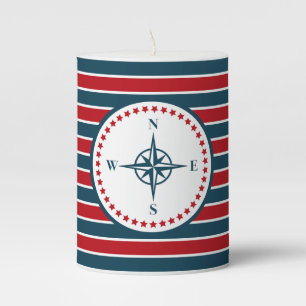 Nautical design pillar candle
