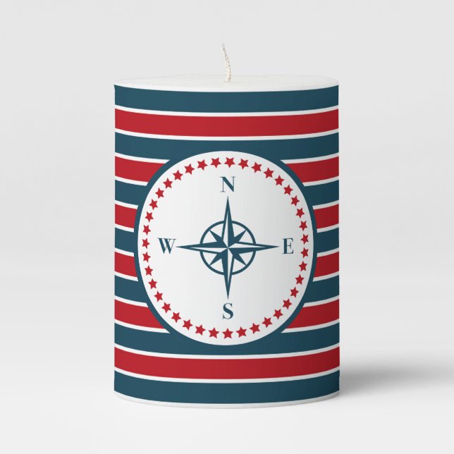 Nautical design pillar candle (Front)