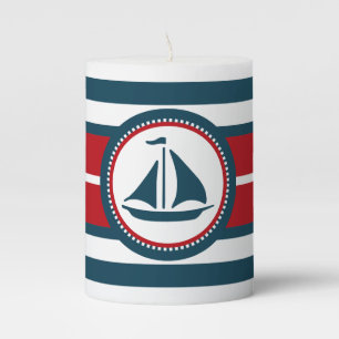 Nautical design pillar candle