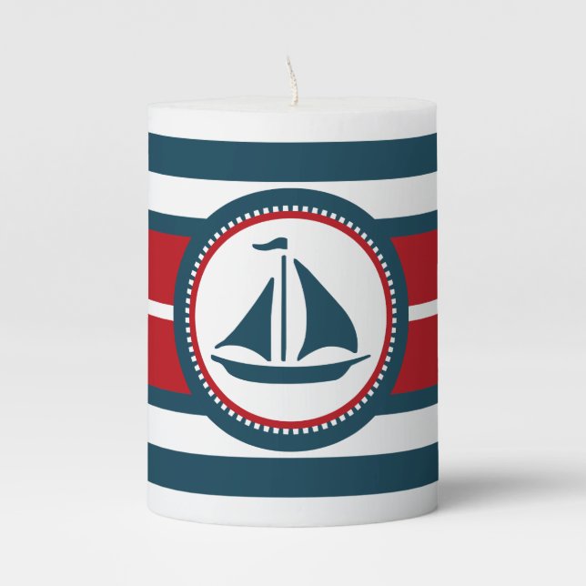 Nautical design pillar candle (Front)