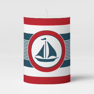 Nautical design pillar candle