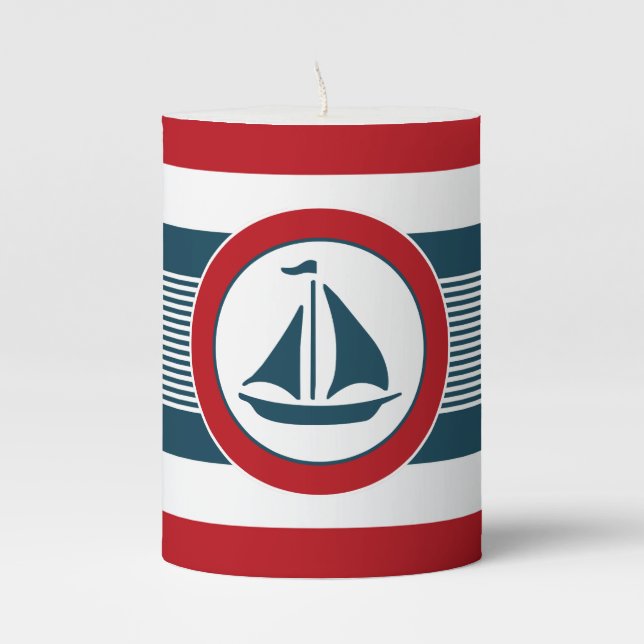 Nautical design pillar candle (Front)