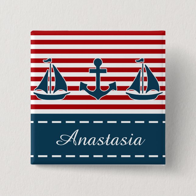 Nautical design pinback button (Front)