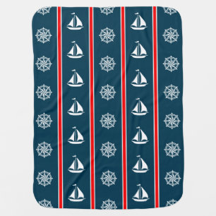 Nautical design receiving blanket