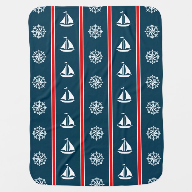 Nautical design receiving blanket (Front)