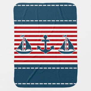 Nautical design receiving blanket