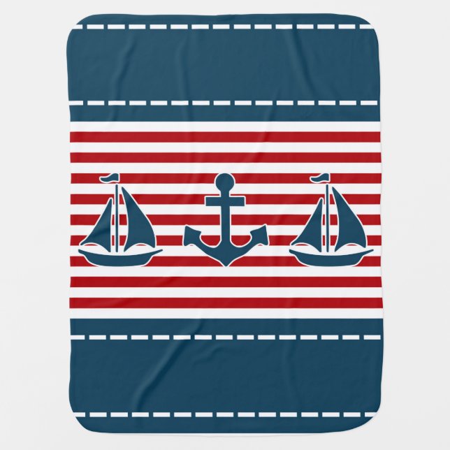 Nautical design receiving blanket (Front)