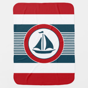 Nautical design receiving blanket