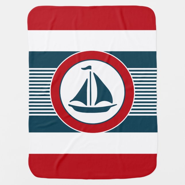 Nautical design receiving blanket (Front)