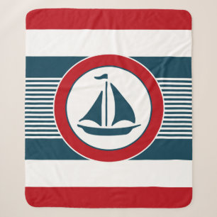 Nautical design sherpa blanket