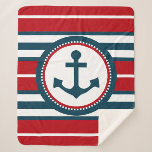Nautical design sherpa blanket