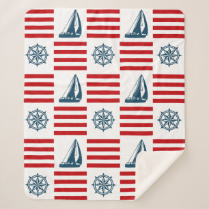 Nautical design sherpa blanket