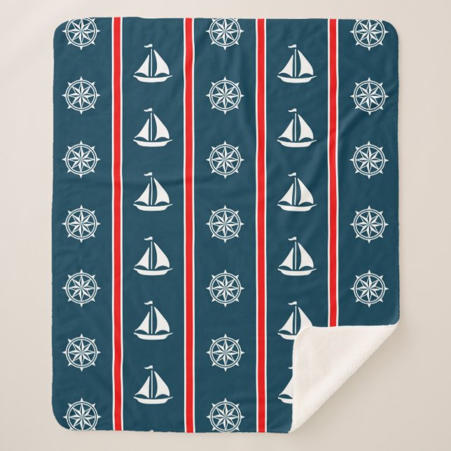 Nautical design sherpa blanket (Front)