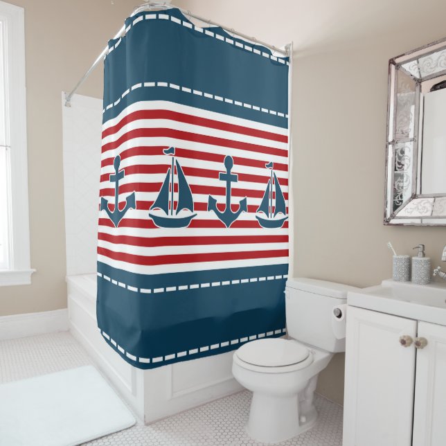 Nautical design shower curtain (In Situ)