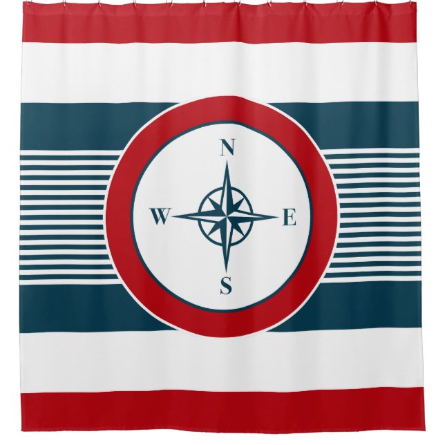 Nautical design shower curtain (Front)