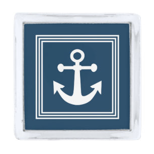 Nautical design silver finish lapel pin
