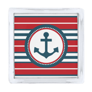 Nautical design silver finish lapel pin