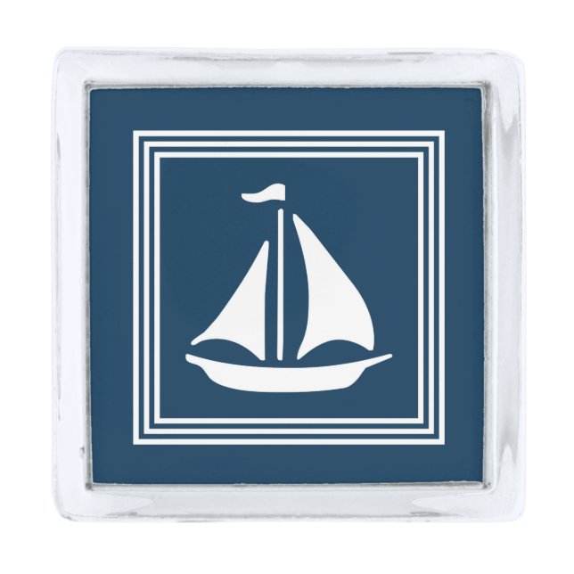 Nautical design silver finish lapel pin (Front)