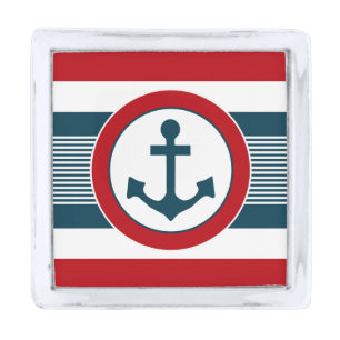 Nautical design silver finish lapel pin