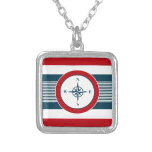 Nautical design silver plated necklace