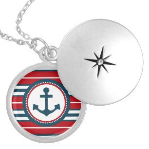 Nautical design silver plated necklace