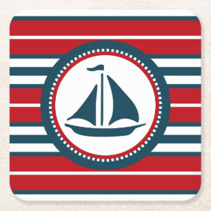 Nautical design square paper coaster