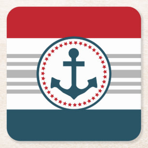 Nautical design square paper coaster