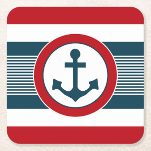 Nautical design square paper coaster