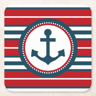 Nautical design square paper coaster
