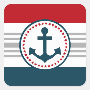 Nautical design square sticker