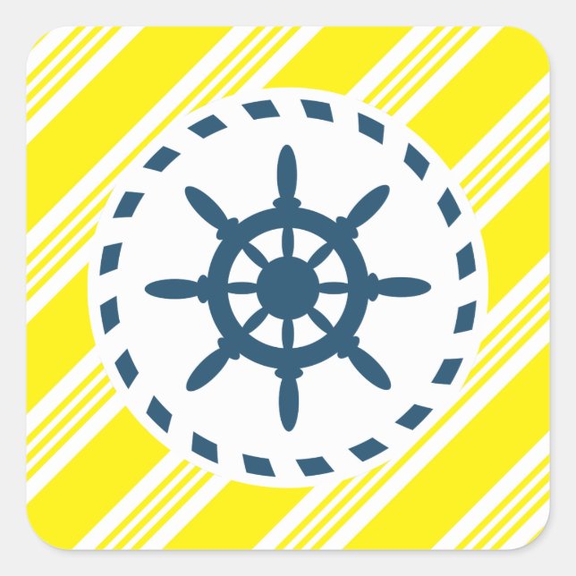 Nautical design square sticker (Front)