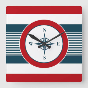 Nautical design square wall clock