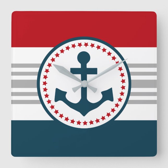 Nautical design square wall clock (Front)