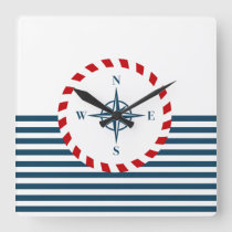 Nautical design square wall clock