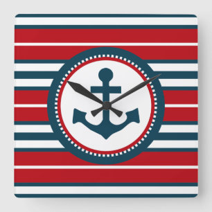Nautical design square wall clock
