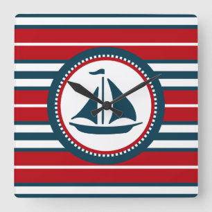 Nautical design square wall clock