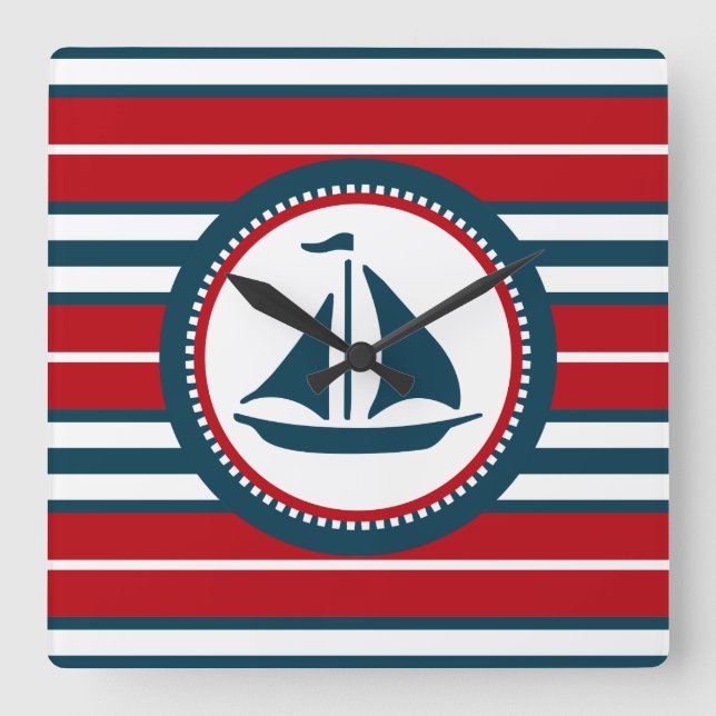 Nautical design square wall clock (Front)